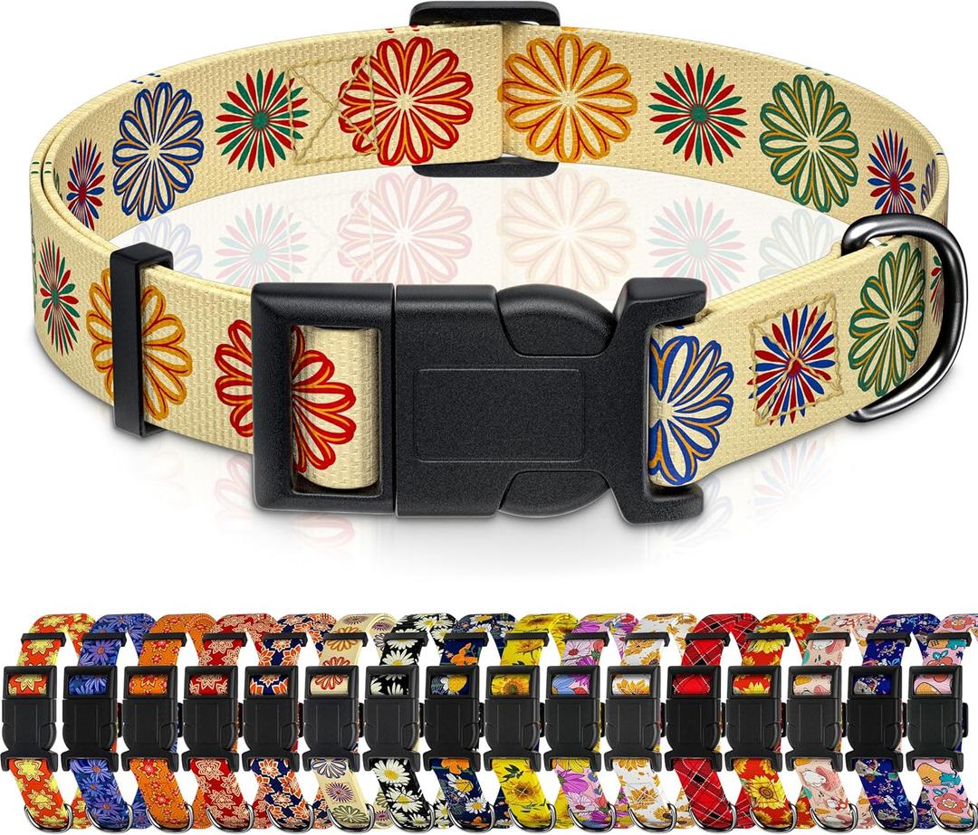 Seyezo Dog Collar, Classical Indian Spirit Boys Girls Puppy Collar for Small Medium Large Dogs, Adjustable Soft Indian Pet Collar with Safety Buckle for Male Females(Beige,XL)