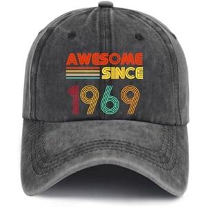 56th Birth Giftss for Women Men, 1969 Birth Giftss for Her Him Mom Dad Friends, 56 Year Old Birth Giftss 56th Birth Hat Vintage 1969 Hat Adjustable Washed Baseball Cap Giftss Grey