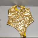 YAUASOPA Sexy Liquid Metallic Glitter One Piece Push Up Swimsuit Female Shiny Solid High Cut Beachwear (XX-Large)
