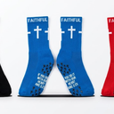 Geyoga 4 Pairs Grip Cross Soccer Socks Anti-slip Grips Sports Sock with Faith Bible for Baseball Football Basketball Gym, One Size