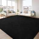 TWINNIS Large Area Rugs for Living Room Bedroom, 4x6 Feet, Super Soft Indoor Thickened Memory-Foam Carpets Easy-Cleaning, Modern Aesthetic Minimalist Comfy Rug for Kids Room Home Decor, Black