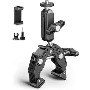 Super Clamp Camera Clamp Mount Monitor 360 Ballhead Magic Arm Double Ball Head Adapter with 1/4"-20 & 3/8"-16 Thread for Canon Nikon DSLR Camera