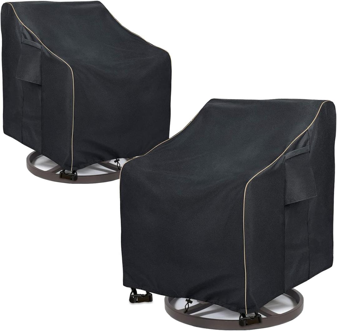 Outdoor Swivel Lounge Chair Cover 2 Pack,35 W x 37 D x 38.5 H inches,100% Waterproof Heavy Duty Outdoor Chair Covers,Patio Furniture Cover for Swivel Patio Lounge Chair,Black