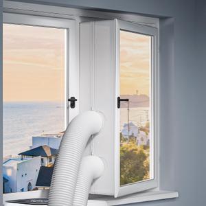 Loviga 500CM (196") Portable AC Window Seal Kit, Casement Window Vent Kit Seal Kit for Portable Air Conditioner & Ventilation System, Easy to Install for Crank Out/Awning/Skylights Window, White 