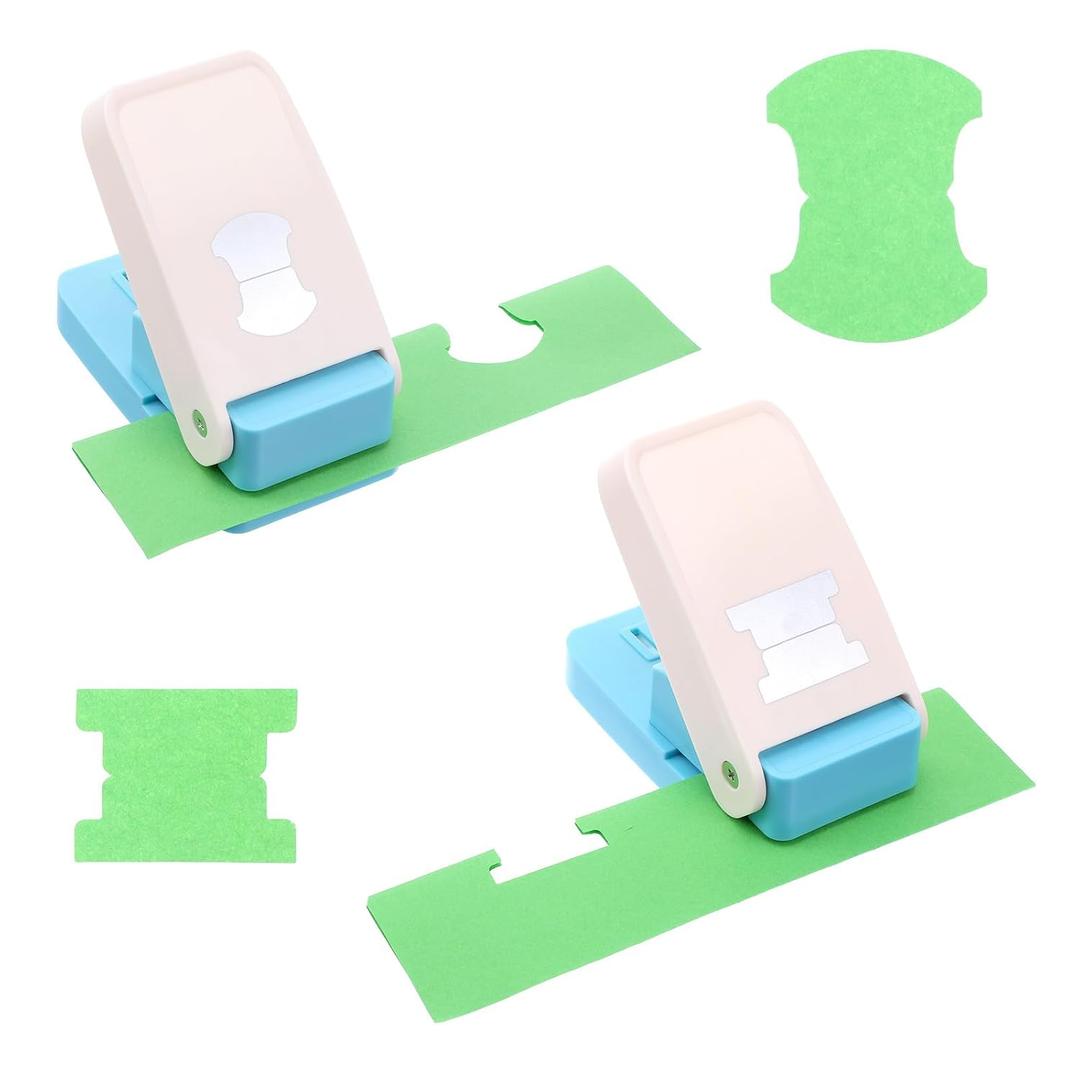 2-Piece Tab Puncher for Paper Crafts - Index Punch Set with Whale Tail Punch, Handheld DIY Label Tag Cutters for Scrapbooking, Card Making, and Office Organization