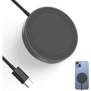 Magnetic Wireless Charger, Minthouz 15W Fast Charging iPhone Wireless Charger, Mag Safe Wireless Charging Pad for iPhone 16/15/14/13/12 Series, Airpods and Qi-Enabled Devices (No Adapter) (Black)