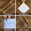 Wood Contact Paper Peel and Stick - Brown Self Adhesive Vinyl Wrap Wooden Grain Waterproof Wallpaper - 23.6''x120'' Removable Nature Wall Paper for Cabinet Countertop Kitchen