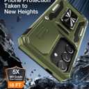 2 x WRJ for Samsung Galaxy S25 Plus/S24 Plus Case with Slide Camera Cover and Screen Protector, Military Grade Protection [Rotated Kickstand] Heavy Duty Shockproof Protective Cover-Olive Green