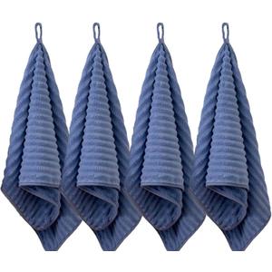4PCS Blue Microfiber Hand Towels for Bathroom Christmas Decorations Quick Dry Small Towel Set for Bathroom Kitchen 14 x29.6inch