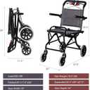 Portable Wheelchair,Lightweight Foldable Transport Chair with Handbrake for Adults and Senoirs