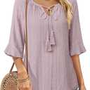 Furnex Women's Casual Ruffle Sleeve Tops V Neck Knit Shirts 2025 Spring Trendy Blouses (XXL)