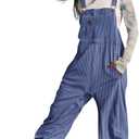 YESNO Women's Casual Corduroy Overalls Sleeveless Adjustable Straps Loose Harem Bib Jumpsuits for Women with Pockets PCL (Blue, XXXL)
