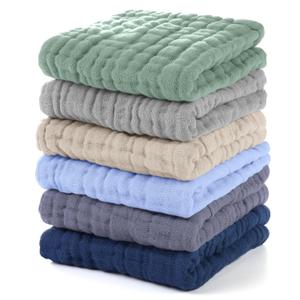 Unnivoll Muslin Baby Washcloths 6 Pack, 100% Cotton Wash Cloths for Babies, Large 9''X10'' Burp Cloths Absorbent and Soft for Newborn Infants Kids Boys Girls - Multicolor