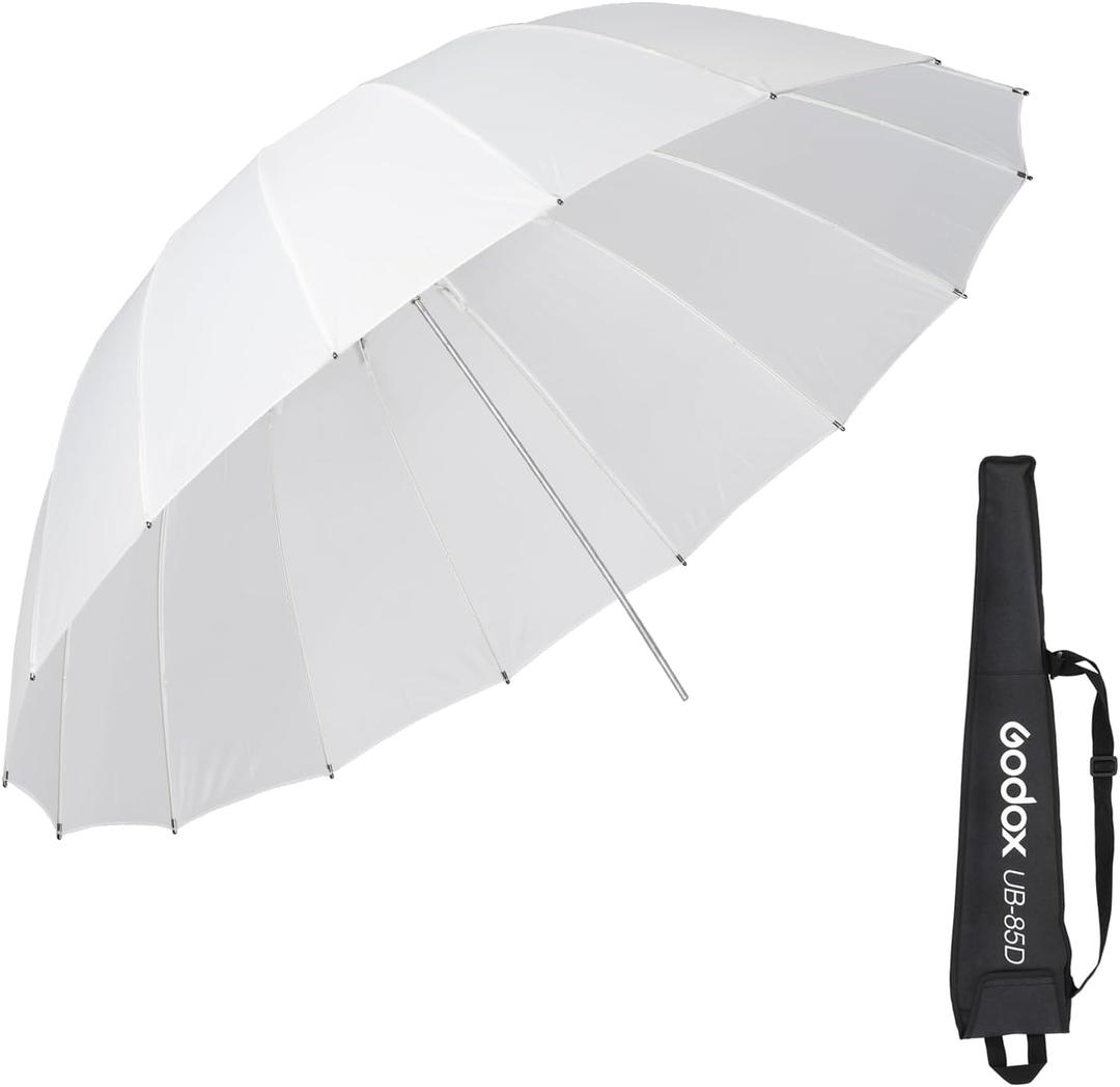 Godox UB-85D 33.5in/85cm Parabolic Translucent Umbrella, White Shoot Through Photography Umbrella with Carry Bag Portable for Vedio Studio Shooting Speedlite