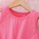 Hilinker Girls Rainbow Sleeveless Pleated Dress Summer Tie Knot Tank Dresses with Belt Pink Multicolor 11-12 Year (Pink)