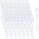 Skylety 500 Pcs Plastic Mini Forks 3.7 x 0.6 Inch Tiny Small Disposable Appetizer Cocktail Tasting Forks Utensils for Fruit Dessert Cakes Serving Supply(Clear) (Transparent)