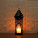 13.6inch Moroccan Lantern Lamp Decorative Candle Holders for Ramadan Decorations, Hanging, Outdoor Patio or Porch, Indoor Home DecorBlack