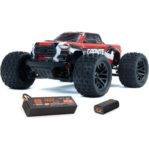 ARRMA RC Truck 1/18 Granite GROM MEGA 380 Brushed 4X4 Monster Truck RTR with Battery & Charger, Red, ARA2102T2