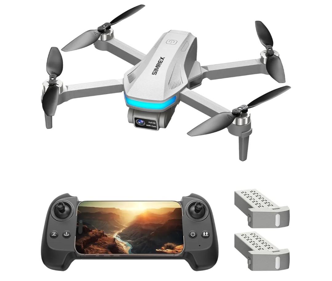 SIMREX GPS Drone with Camera for Adults 4K, Brushless Motor Drones for Beginners ,5G WiFi FPV Foldable, Auto Return , Optical Flow & Altitude Hold,Gesture Control,Follow Me, Waypoint Flight, Toys Gifts for Teen Boys (Gray)