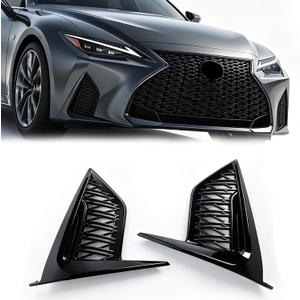 LLUX Gloss Black IS350 F SPORT Fog Light Covers Compatible with 2021-2024 Lexus IS300 IS350 Front Bumper Fog Lamp Bezel Trim Fog Light Frame (Only for F Sport) Driver & Passenger Side