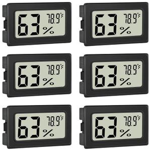Humidity Meter Indoor Thermometer 6-Pack Mini Digital Thermometer Hygrometer Indoor Temperature Humidity Meters Gauge LCD Display Fahrenheit () for Greenhouse, Reptile Tank, Cellar, Closet