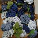 Ling's Moment Artificial Flowers, 25Pcs 3" Roses in Dusty Blue Shades, Realistic DIY Foam Floral Decor for Wedding Bouquets/Centerpieces, Outdoor Party Backdrops, Room/Table, and Garden/Pot Decoration