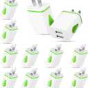 Xuhal 12 Pcs Fast USB Wall Charger Charging Block Bulk Adapter Plug Cube 2.1A USB Wall Charger Replacement for Most Smartphones and Tablets (Green)