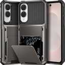 TOPAUX for Samsung S25 Edge Wallet Case/Galaxy S25 Edge Wallet Case Card Holder 1 to 5 Credit Card ID Slot Flip Cover Secure Back Pocket Dual Layer Anti-Scratch Protective Shell Hard Bumper Gunmetal