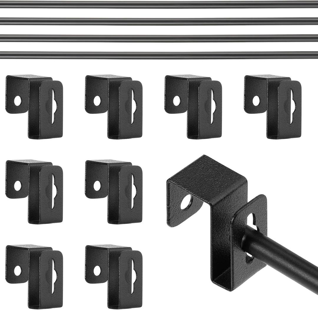 4 Set 12 Pcs Black Metal Hanging File Bracket Clips 8 Hanging Rail Clip 4 File Cabinet Rails Fits 1/2 Drawer Side Document Folder Frame Document Hangers for Cabinets Storage