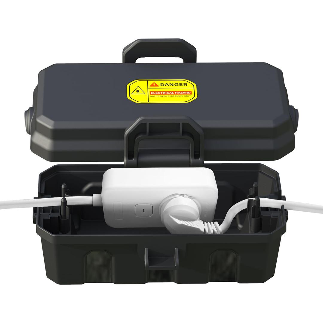 Small Electrical Box (5.5X 3.5 x 2.8 inch) Outdoor Weatherproof Extension Cord Cover, Waterproof Electrical Connection Box Protect Timers, Extension Cables,Holiday Light Decoration