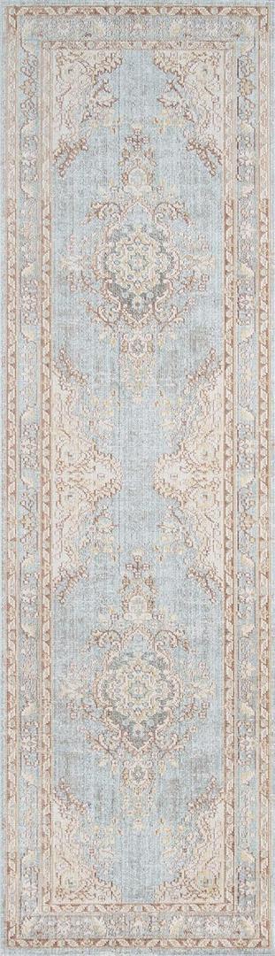 Momeni Rugs Isabella Traditional Medallion Flat Weave Area Rug, 2'3" X 7' Runner, Blue