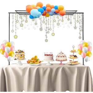 Hopesun Adjustable Over The Table Rod Stand, 50"-102" (4.1-8.5ft) Length, Metal Balloon Flower Arch Kit, Suitable For Multi Table Size, Birthday, Wedding, Halloween, Christmas Party Decoration, Black