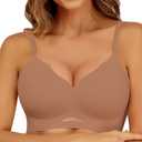 HORISUN Womens Bras for Women Wireless Comfort Full Coverage Mesh Breathable Padded No Underwire Support T Shirt Bra, Large