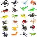 YOOHUA 24PCS Bug Toys Fake Plastic Bugs and Insects for Kids Toddler Halloween Birthday Party Favors Easter Valentines Basket Stuffers Goodie Bag Fillers April Fool's Day Prank Gifts Fake Bugs Toys, 1.2 to 2.4 inches