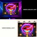 BlissYard Lip Black light Tapestry Hanging Backdrop Glow in The Dark Poster Glitter Lips UV Tapestry for Bedroom Wall Decoration Living Room Artwork Home Room Party Backdrop Decor 78x59 Inch