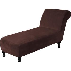 Luxury Velvet Chaise Lounge Slipcover  High-Stretch, Machine Washable Cover for Armless Chaises  Indoor Chaise Cover for Living Room, Sofa, Bedroom (Brown)