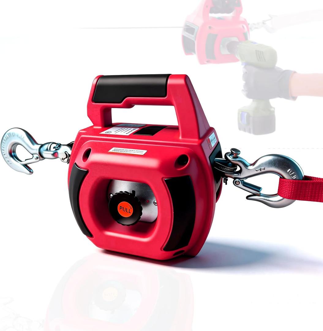 YATOINTO Portable Drill Winch 1000LB Pulling Capacity with 40 Feet Alloy Steel Wire Rope, Hand Winch for Lifting & Dragging