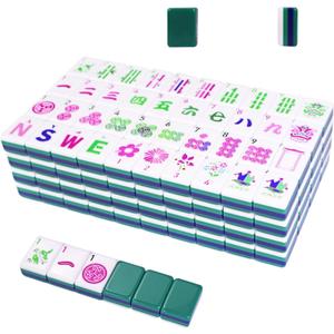 American Mahjong Game Set, Portable Carrying Bag,Acrylic 160 Tiles,Western Mahjong Tiles Set,Complete Ma Jong Set (Green)