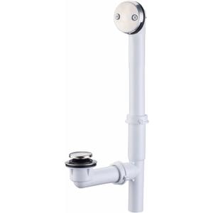 Brushed 1-1/2" Tubular Bath Drain Kit with Tip Toe Bathtub Drain Stopper, Wellup Tub Drain Kit Bath Waste and Overflow Cover, PVC Plastic Pipe for Standard Size Tubs, Brushed Nickel