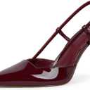 Closed Toe Slingback Heels Women Pumps Strappy Pointed Toe Stiletto Heels for Women Wedding Party Dress Shoes (9, Burgundy Patent)