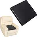 FUANGUI Recliner Cushions for Elderly, Waterproof PU Leather Seat Cushion, 20X20X3 Inch Foam Curved Edge Large Square Chair Cushion for Armchair, Office Chair, Pain Pressure Relief - Black