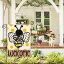 3 x AVOIN colorlife Spring Summer Polka Dot Bee Welcome Garden Flag 12x18 Inch | Double Sided, Weather & Fade Resistant, Yard Outdoor Decoration, for Outside, Seasonal