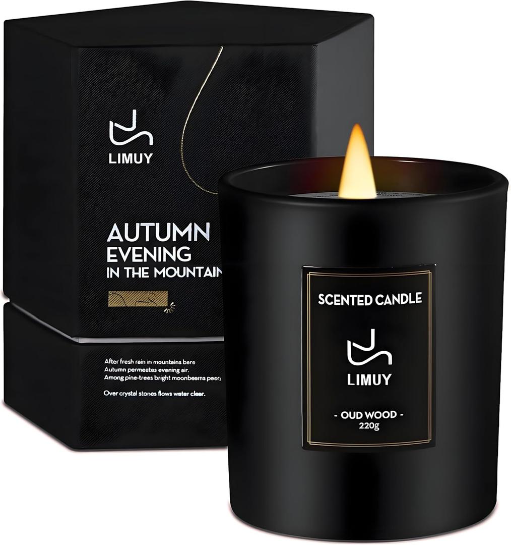 2 x Premium Smoke & Vanilla Candles,Black Scented Candles for Men,Aromatherapy for Relaxation,Gifts for Men,Long Lasting with 50 Hour Burn Time,Made with Soy,8oz