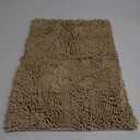Smiry Luxury Chenille Bathroom Rugs 24x16, Extra Soft and Absorbent Shaggy Bath Mat, Machine Washable, Non-Slip Plush Carpet Runner for Tub, Shower, and Floor, Home Decor Accessories, Beige