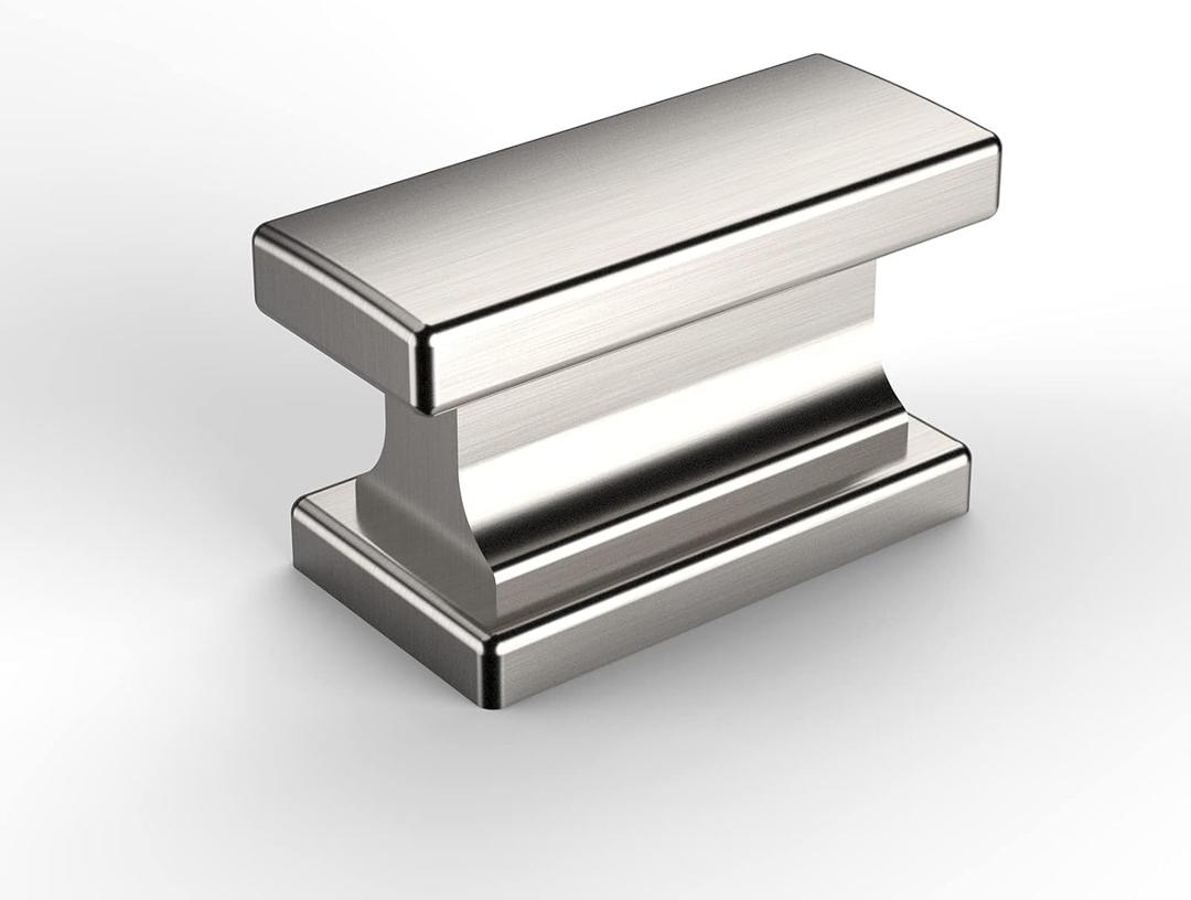 Amerdeco 20 Pack Brushed Satin Nickel Cabinet Knobs 1.46 Inch(37mm) Single Hole Cabinet Handles Rectangle Dresser Knobs and Pulls for Bathroom Cabinets