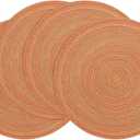 SHACOS Round Placemats Set of 4 Woven Braided Place Mats Table Placemats 15 inch Circle Place Mats Easy to Clean Table Mats Indoor Outdoor, Fall Color Mix