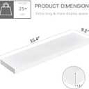 QEEIG Floating Shelves for Wall 35.4" Long - Wall Mounted Shelf Bathroom Kitchen Living Room Bedroom Farmhouse Home Decor Display Bookshelf Large 35.4 x 9.3 inch Set of 2, White (008-90W)