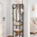 Coat Rack with Shelves, Freestanding Hall Tree, Coat Tree with 16 Hooks and Hanging Rail, Industrial Clothes Stand for Entryway, Hallway, Bedroom, Rustic Brown and Black TYM18BF