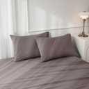 JIYUAN Standard Size Pillowcases, Set of 2-100% Washed Cotton with Envelope Closure, Linen-Like Textured, Soft, Breathable & Durable for All Seasons,Heathered Mauve Brown