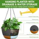 10 Inch Hanging Planters for Indoor & Outdoor Plants (2 Pack) - Self-Watering & Drainage Flower Pots with 2 Kinds of Plant Hangers for Home Decor & Garden (Deep Gray, 10 in)
